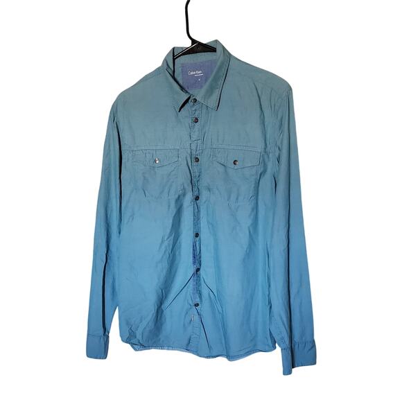 Calvin Klein Shirt Women medium snap Up Long Sleeve - Picture 1 of 4